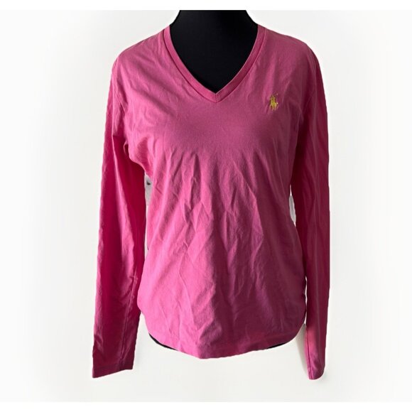 Ralph Lauren Sport Womens Babydoll Long Sleeve Top Size Medium Pink Preppy Y2K - Picture 2 of 11